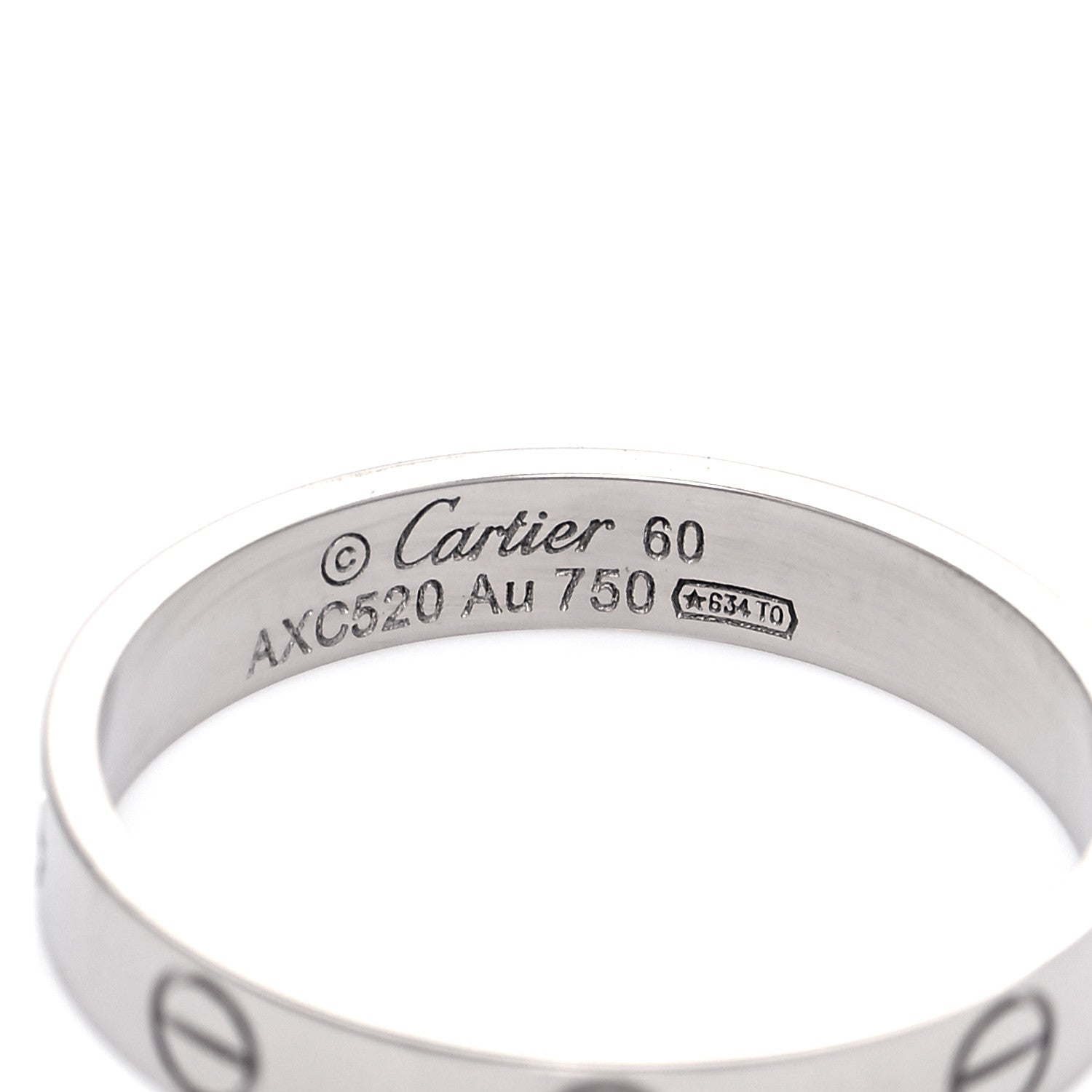 Cartier 18K White Gold 3.5mm LOVE Wedding Band Ring 60 9 7 of 10