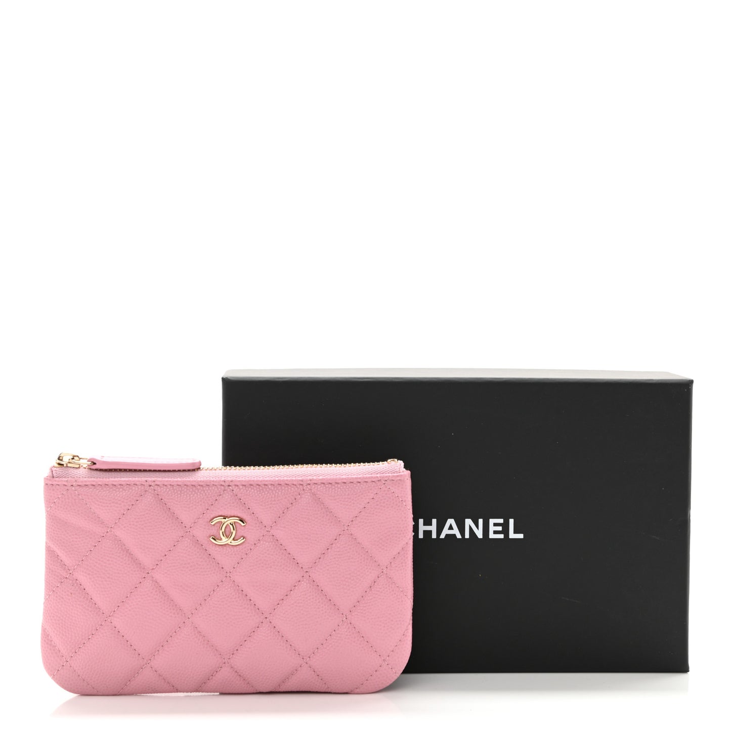 Caviar Quilted Small Cosmetic Case Pink