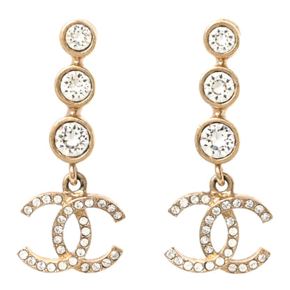 Chanel Crystal CC Drop Earrings Gold 1 of 5