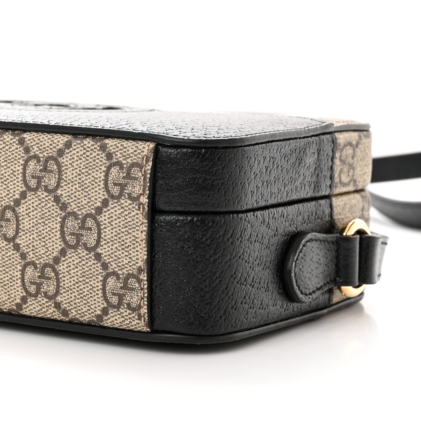GG Supreme Monogram Textured Dollar Calfskin Mini New Basket Shoulder Bag Beige Ebony Black