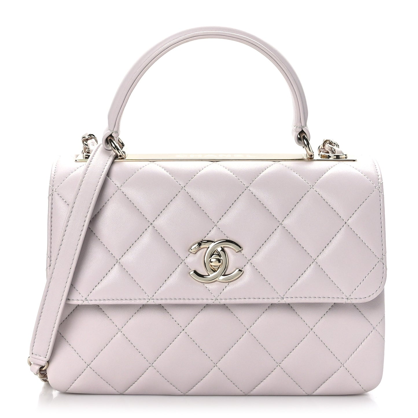 Lambskin Quilted Small Trendy CC Flap Dual Handle Bag Lilas Lilac