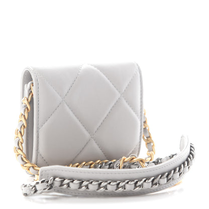 Chanel Lambskin Quilted Chanel 19 Flap Coin Purse With Chain Grey 2 of 8