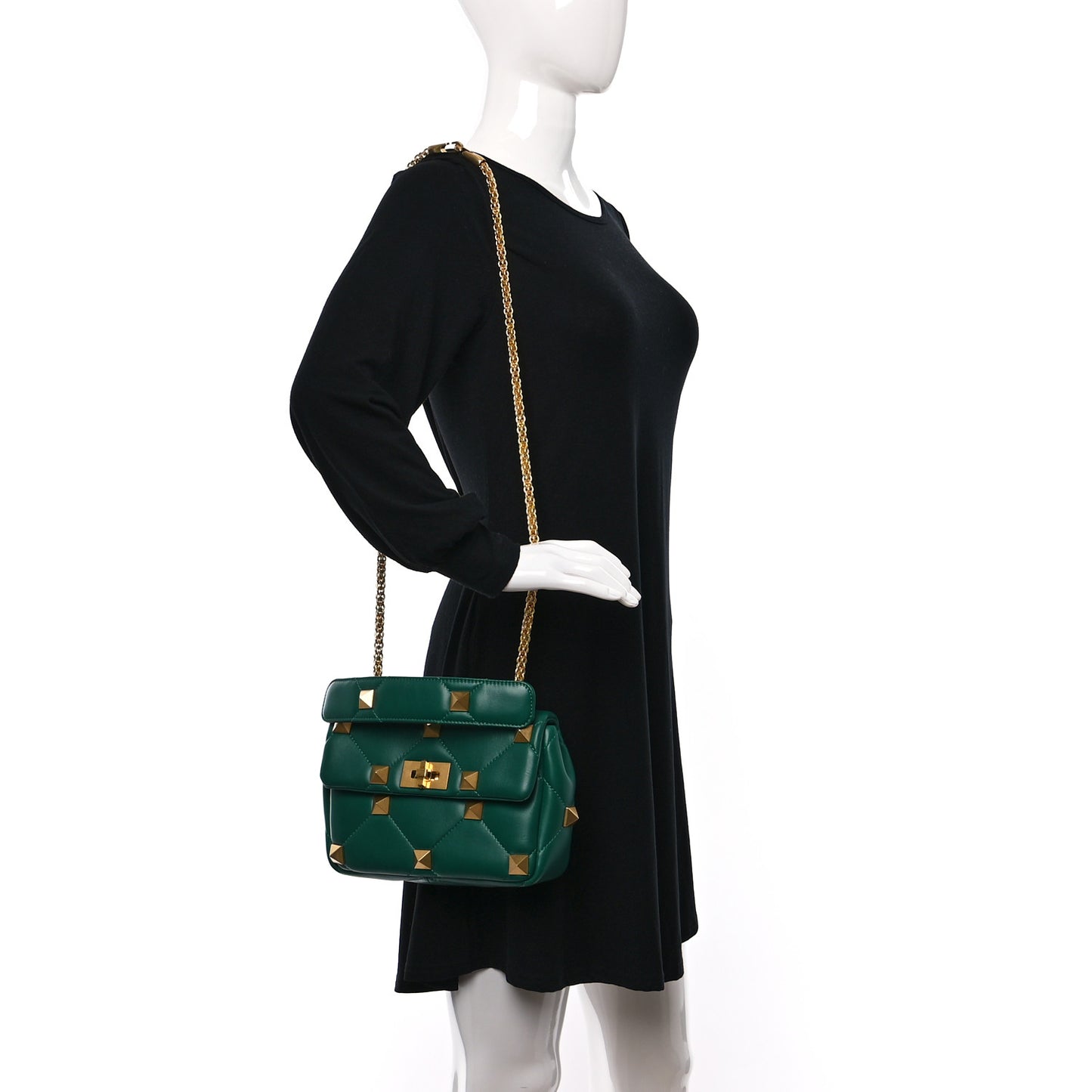 Nappa Medium Roman Stud Shoulder Bag Jungle