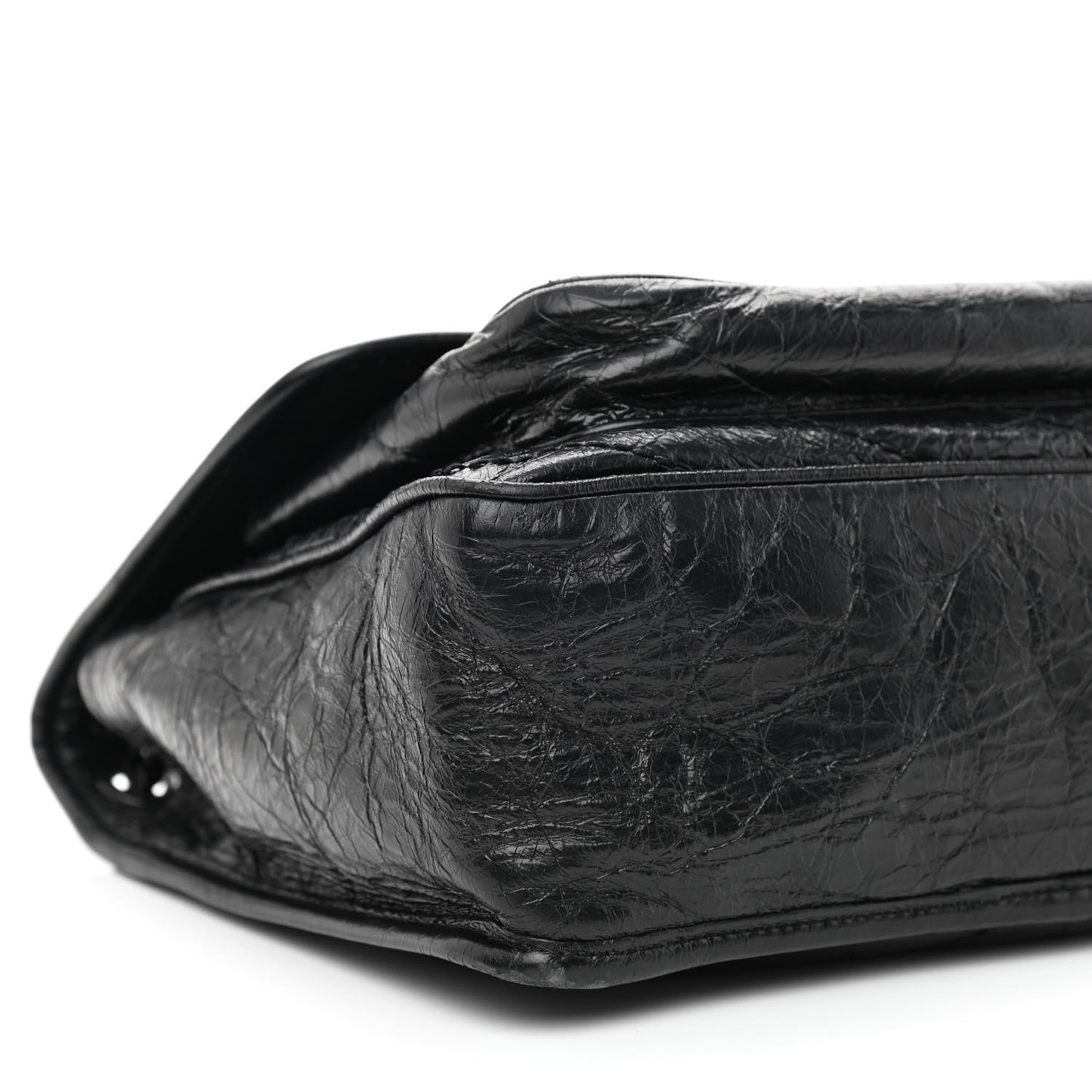 Crinkled Calfskin Matelasse Monogram Medium Niki Chain Satchel Black