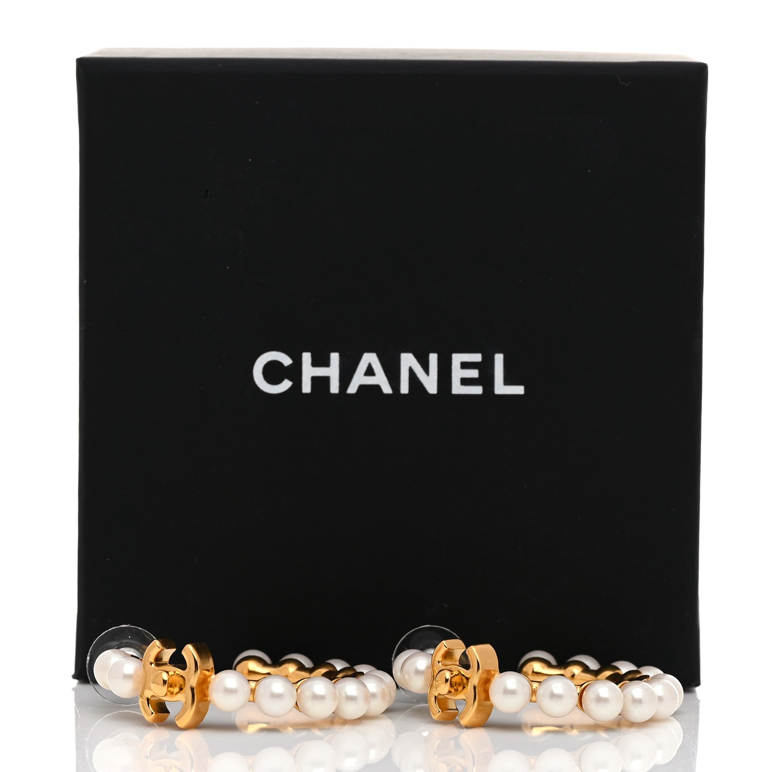 Chanel Pearl CC More Is More Small Hoop Earrings Gold 5 of 5