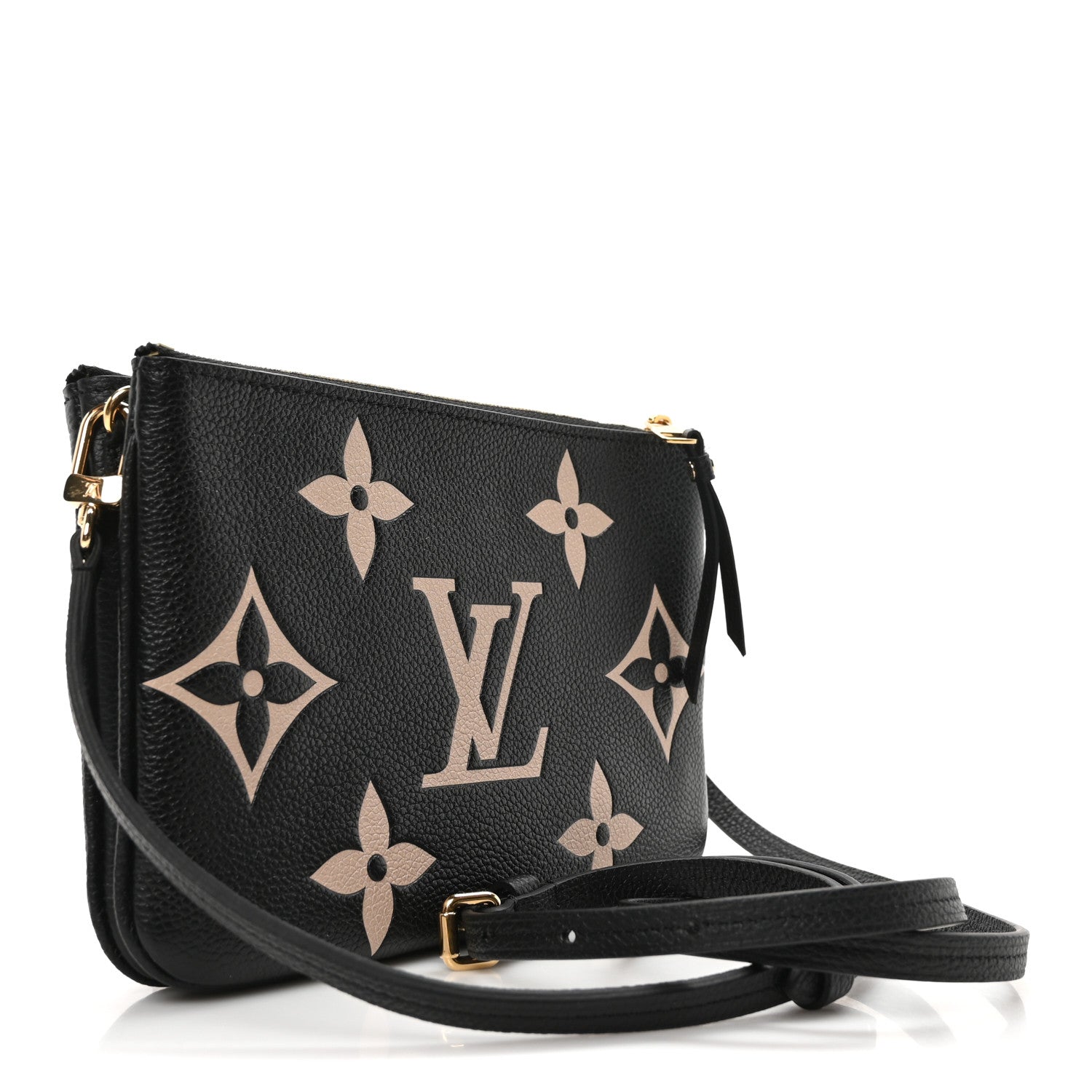 Louis Vuitton Empreinte Monogram Giant Double Zip Pochette Black Cream 3 of 9