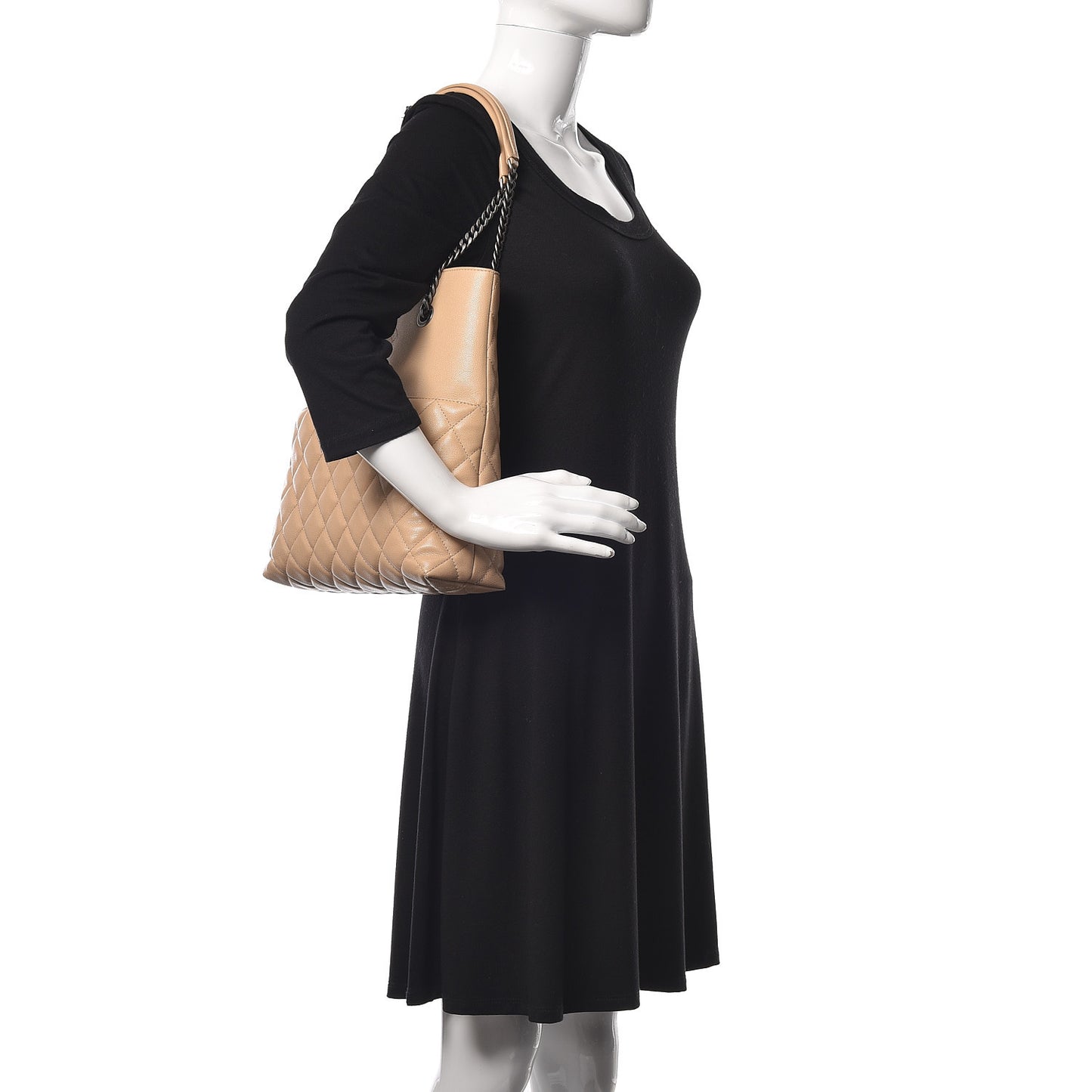 Caviar Quilted Small Urban Delight Tote Light Beige