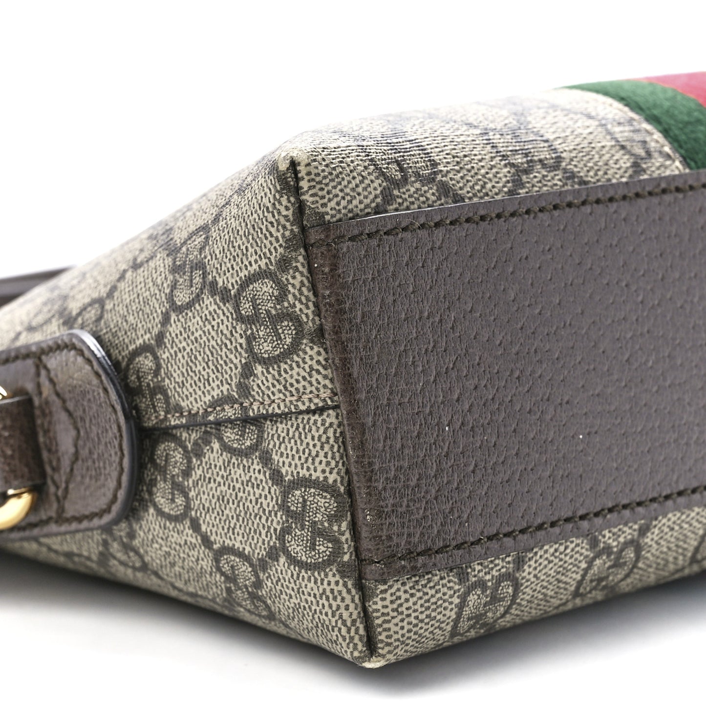 GG Supreme Monogram Textured Dollar Calfskin Web Small Ophidia Dome Shoulder Bag Beige Ebony New Acero