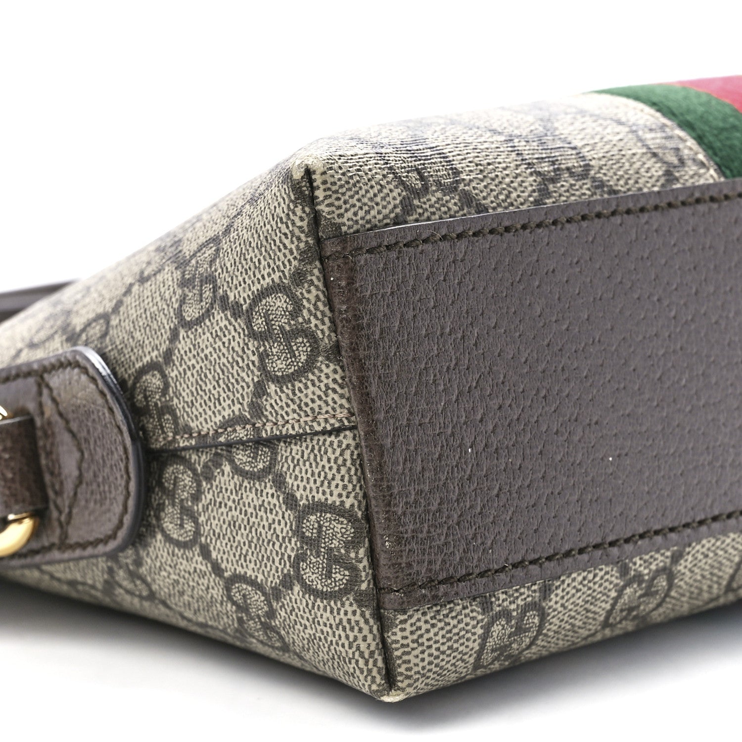 Gucci GG Supreme Monogram Textured Dollar Calfskin Web Small Ophidia Dome Shoulder Bag Beige Ebony New Acero 11 of 13