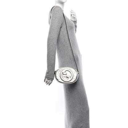 Gucci Metallic Sakai Be Green Calfskin Diagonal Stitched Mini Blondie Shoulder Bag Silver 2 of 10
