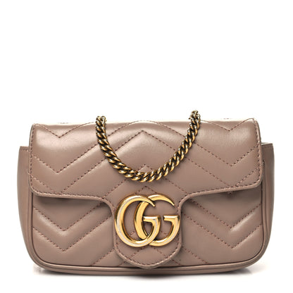 Gucci Calfskin Matelasse Super Mini GG Marmont Shoulder Bag Porcelain Rose 1 of 13
