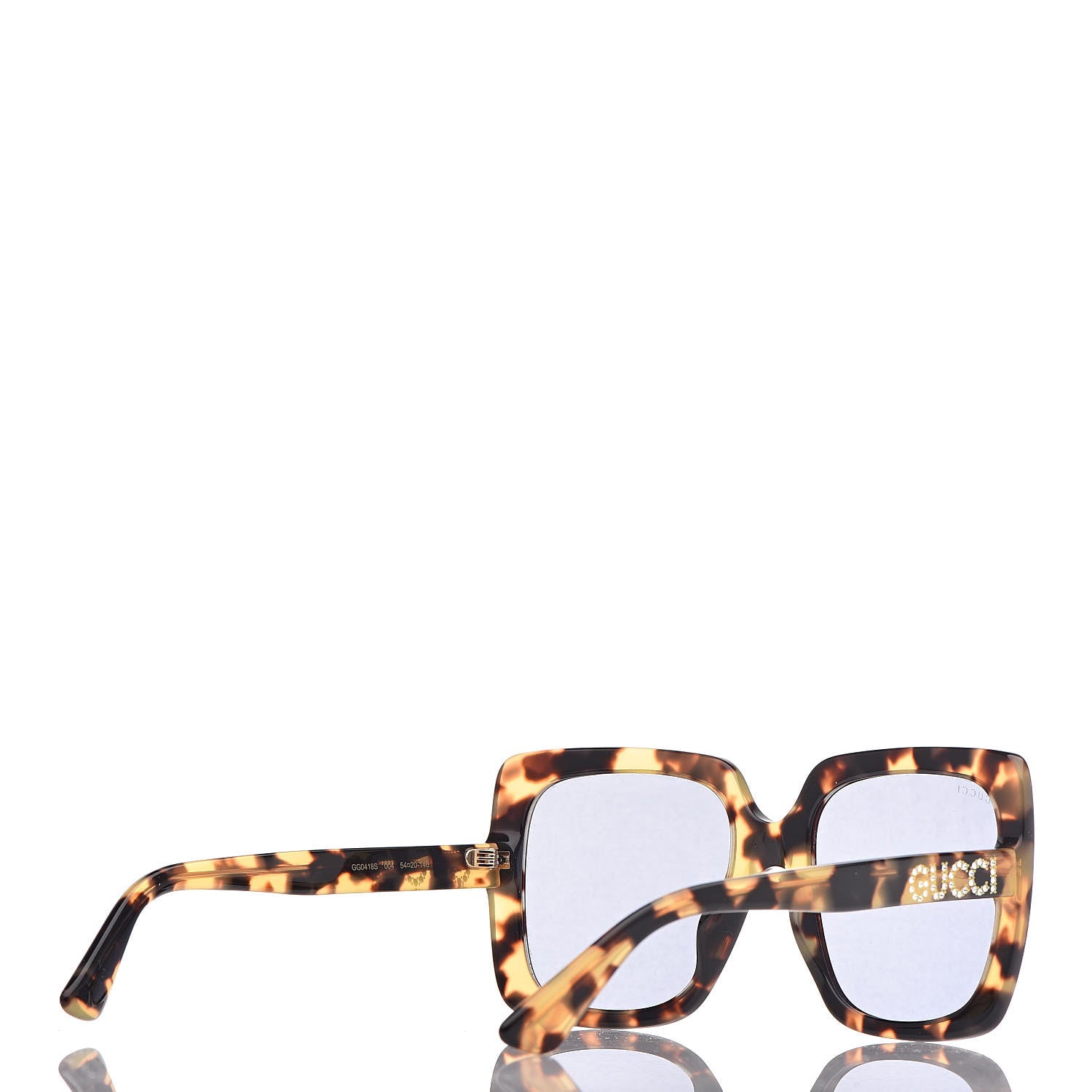 Gucci Square Frame Crystal Sunglasses GG 0418S Tortoiseshell 7 of 14