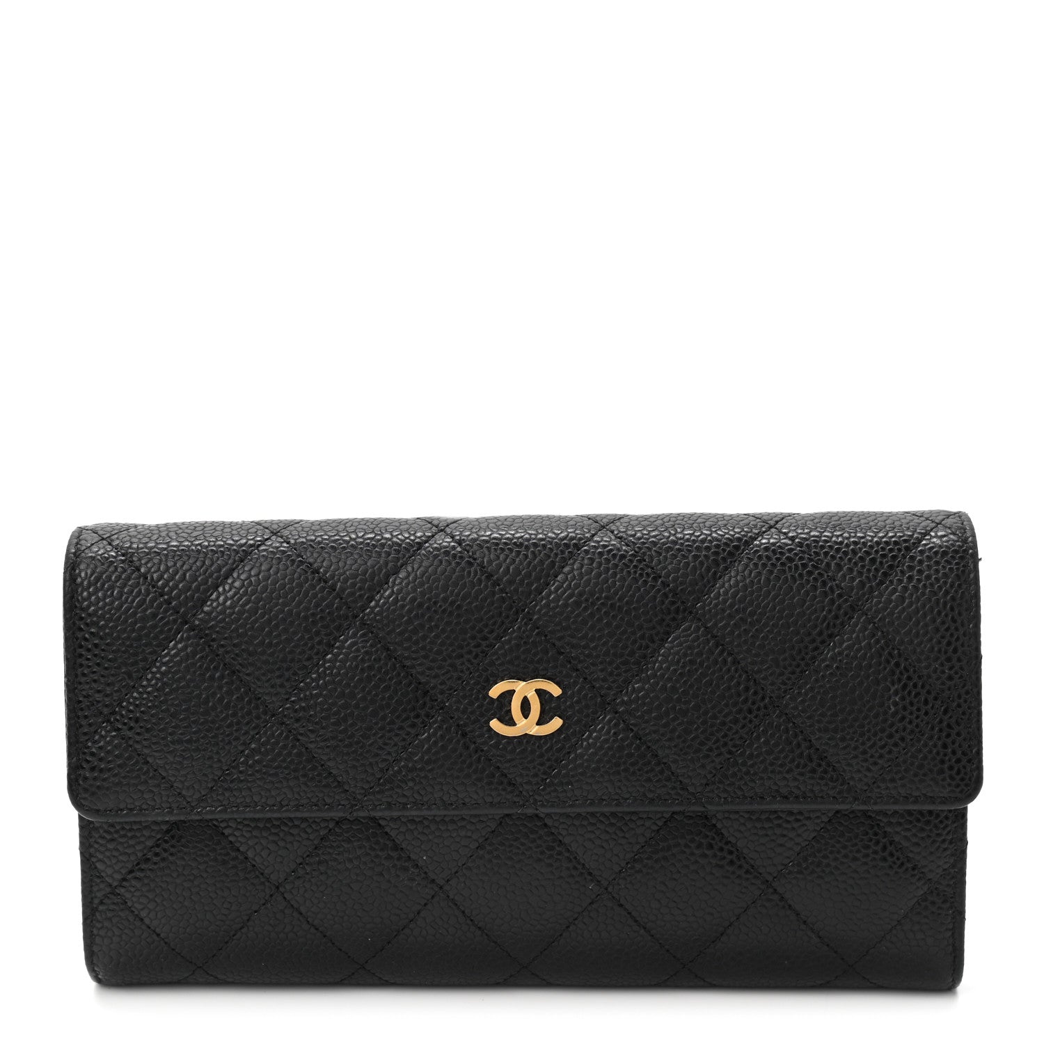 Chanel Caviar Quilted Large Gusset Flap Wallet Black 1 of 10