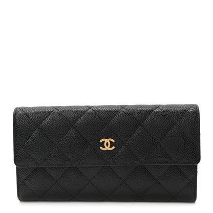 Chanel Caviar Quilted Large Gusset Flap Wallet Black 1 of 10