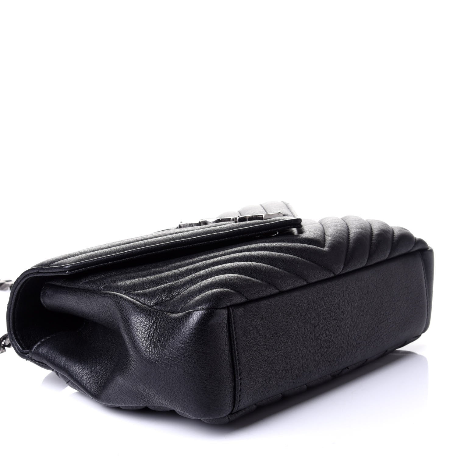 Saint Laurent Sheepskin Matelasse Chevron Monogram Medium College Bag Black 3 of 5