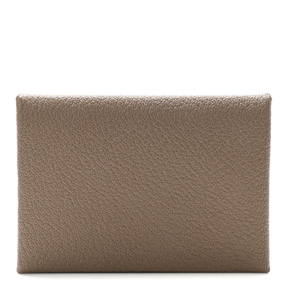 Hermes Chevre Mysore Calvi Duo Card Case Etoupe 1 of 6