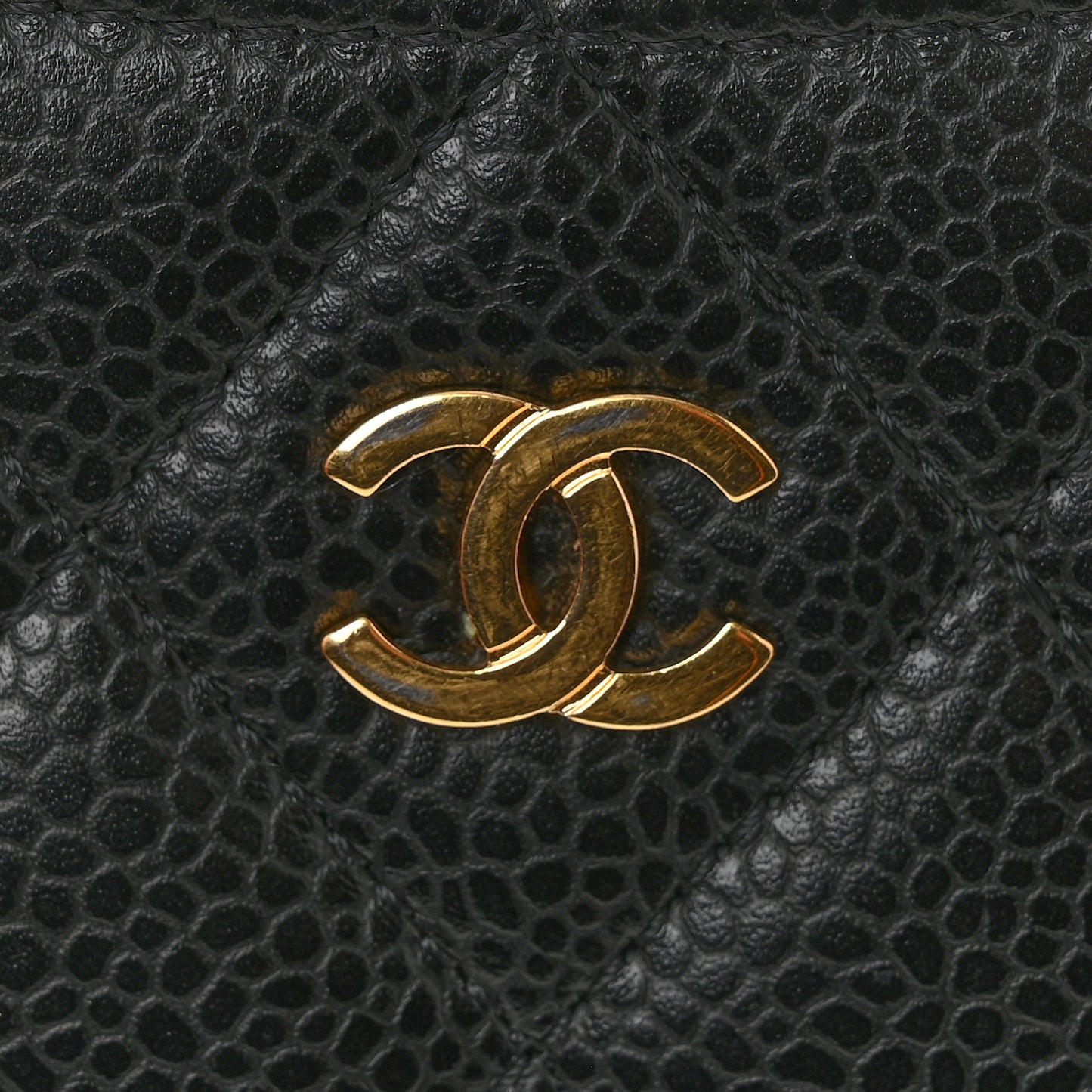 Caviar Quilted Card Holder Black