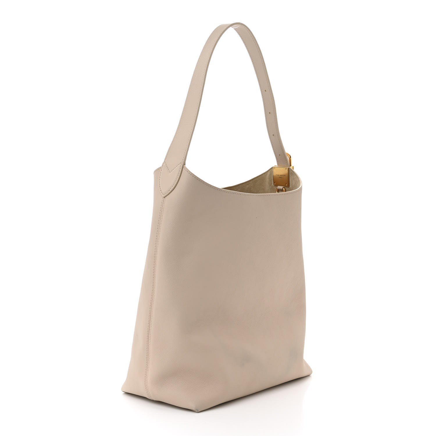 Louis Vuitton Grained Calfskin Low Key Hobo MM Limestone 4 of 13