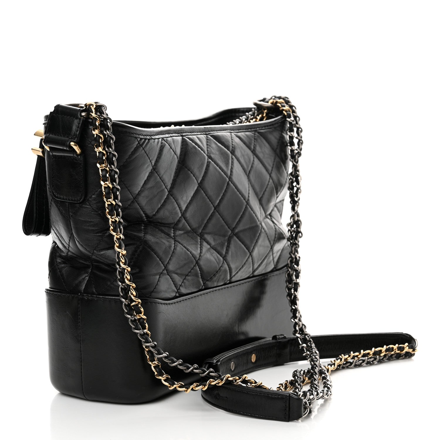 Chanel Aged Calfskin Quilted Medium Gabrielle Hobo Black 3 of 15