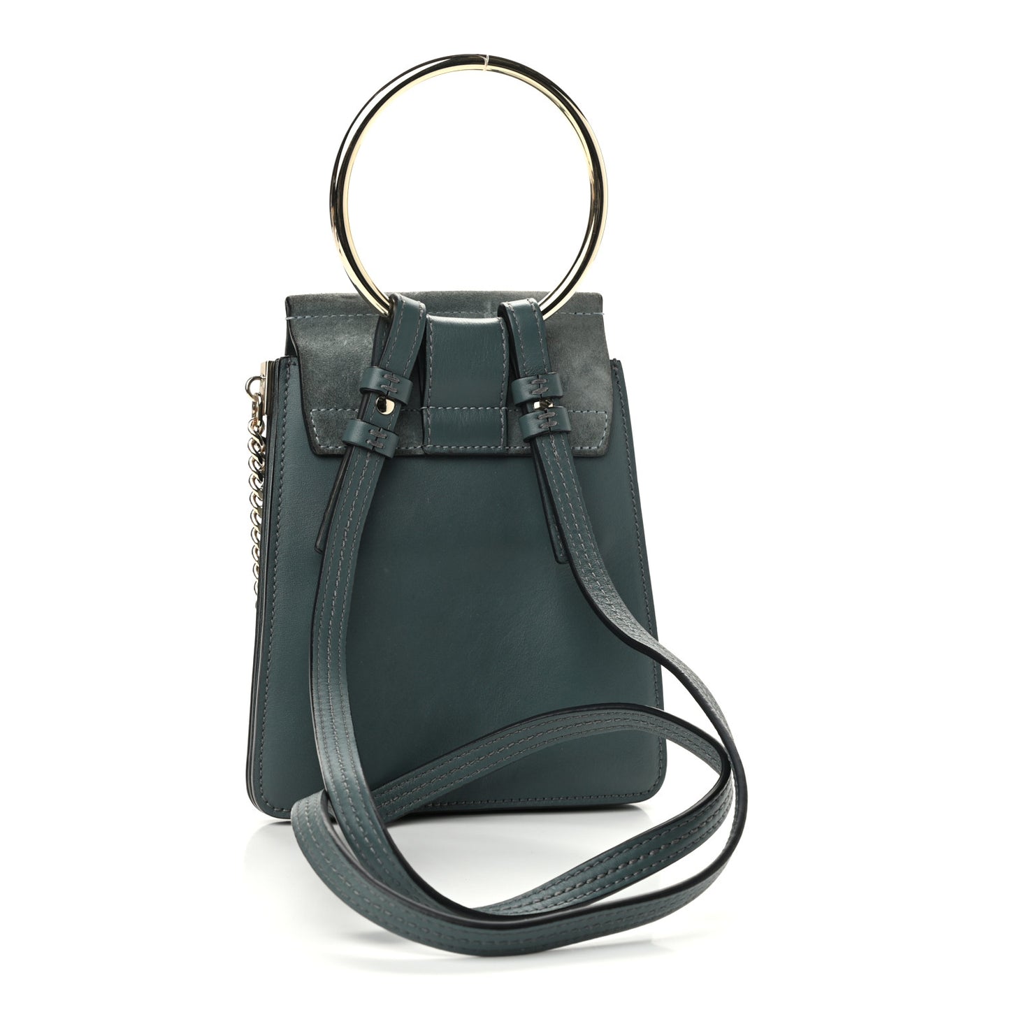 Suede Calfskin Mini Faye Bracelet Bag Cloudy Blue