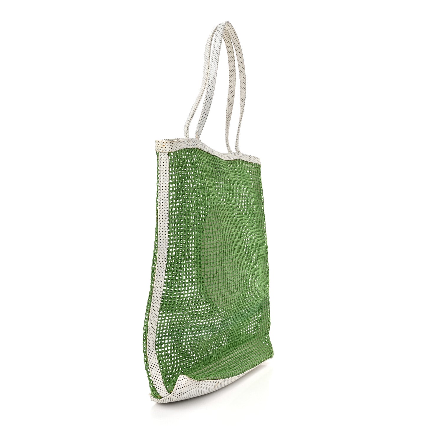 Perforated Calfskin Suede Mesh Fabric Tennis Ball Shoulder Bag Green