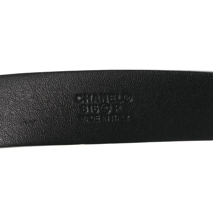 Chanel Calfskin Quilted CC Belt 75 30 Black White 5 of 11