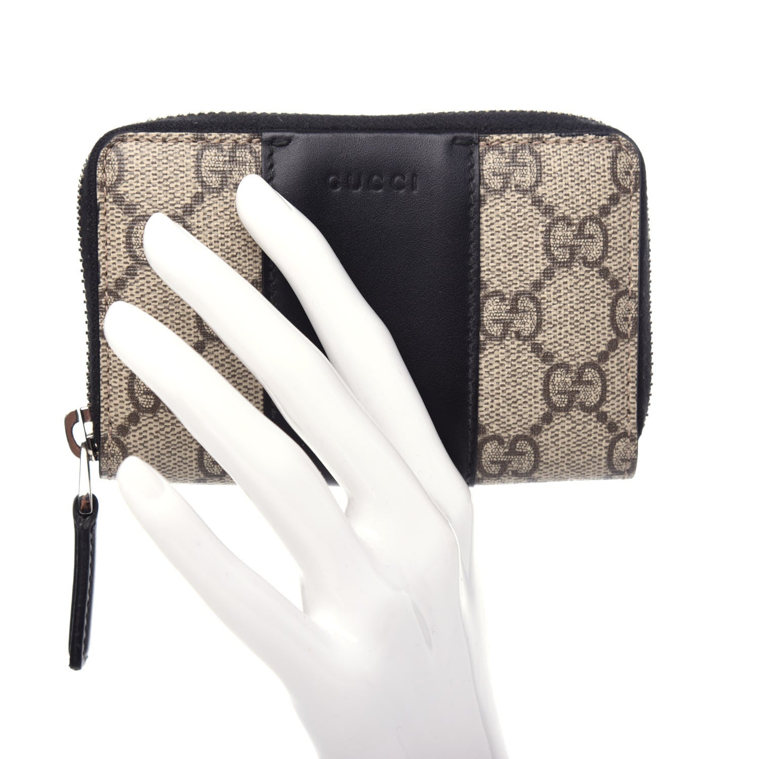 Gucci GG Supreme Monogram Zip Around Card Case Black 2 of 6