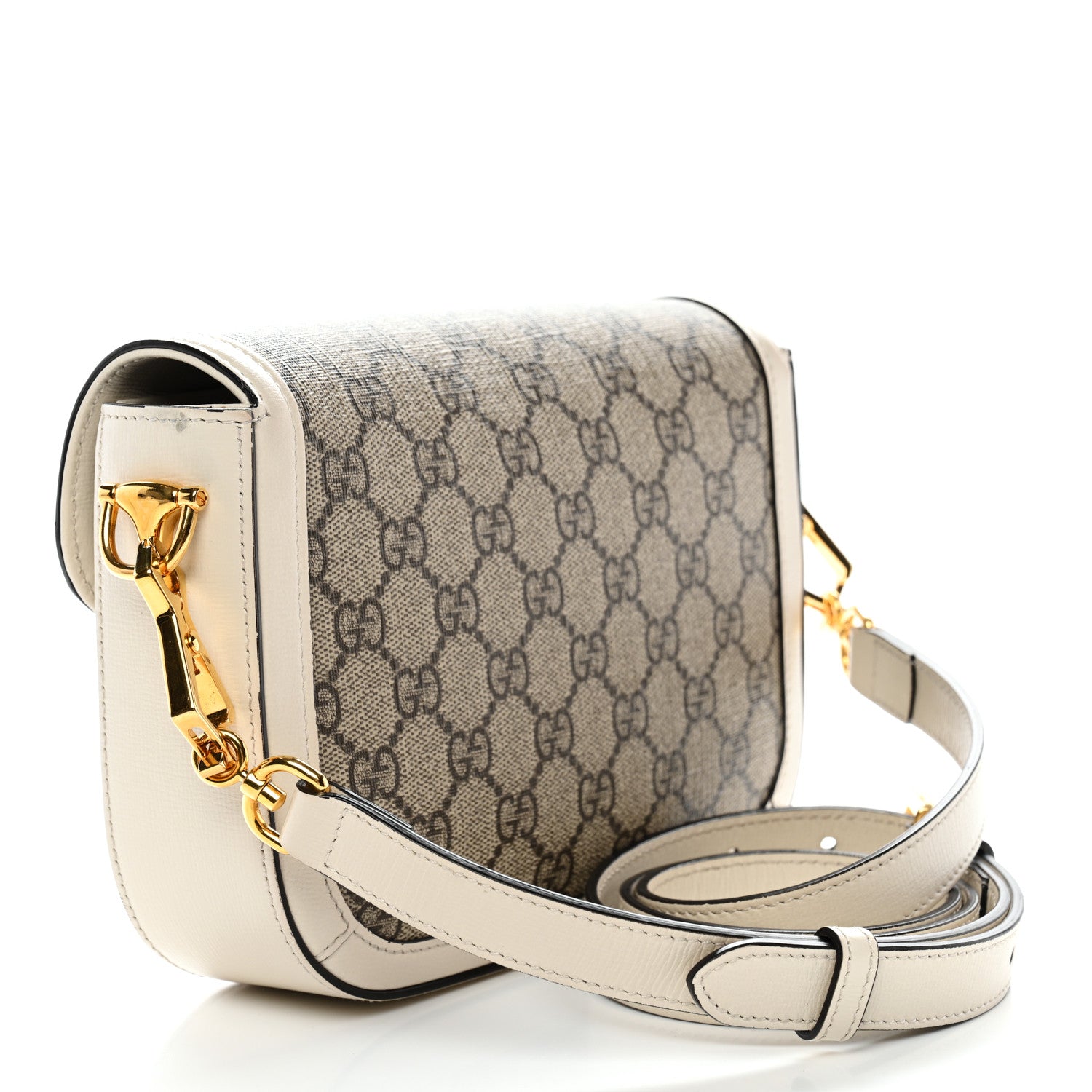 Gucci GG Supreme Monogram Web Mini Horsebit 1955 Shoulder Bag Beige Mystic White 2 of 13