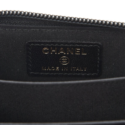Chanel Lambskin Quilted Zip Around Boy Coin Purse Wallet Black 5 of 7