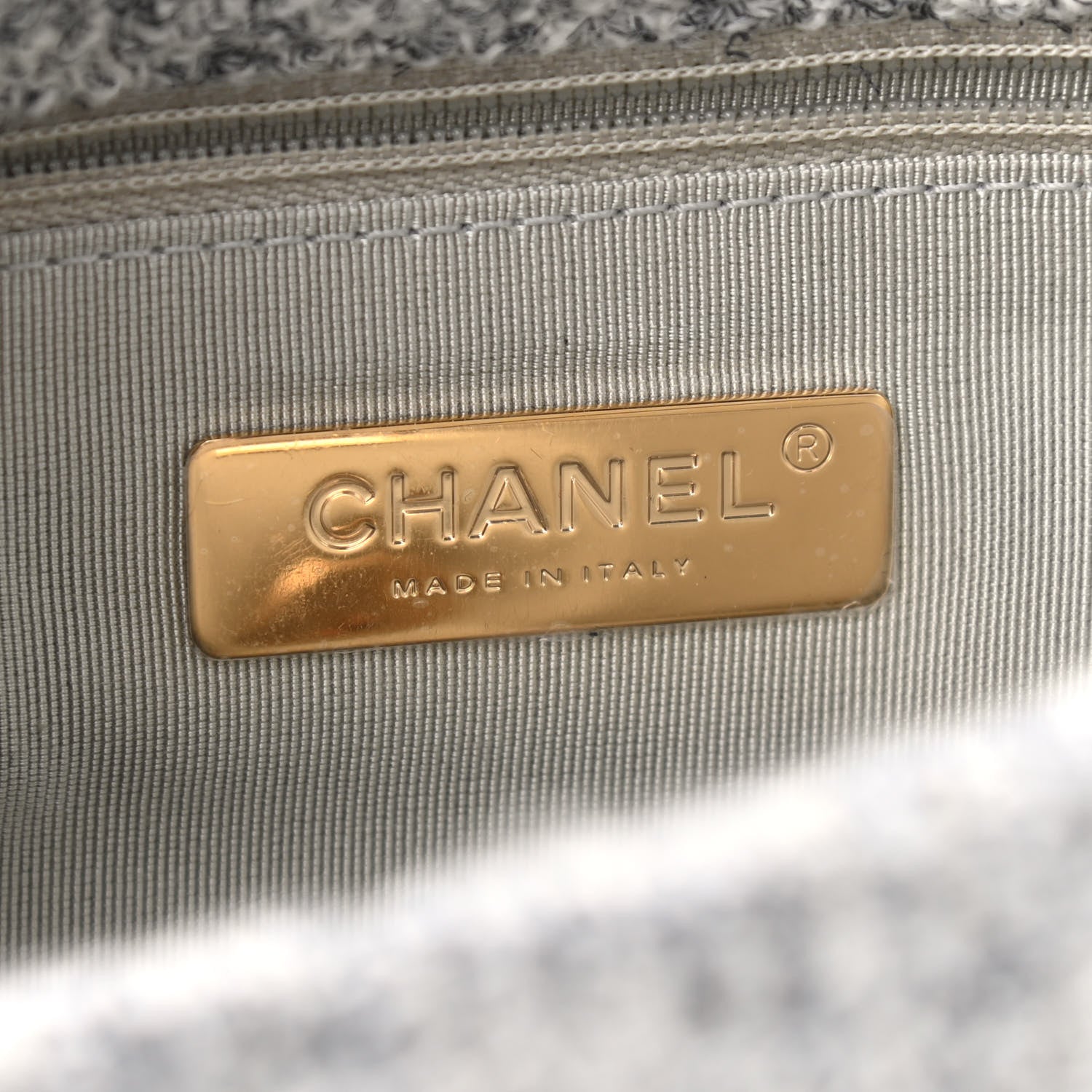 Chanel Tweed Quilted Medium Chanel 19 Flap Grey Ecru 6 of 9