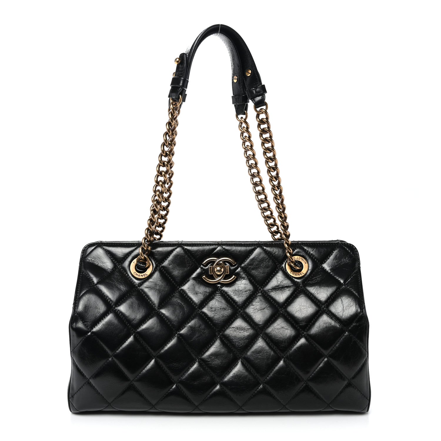 Chanel Glazed Calfskin Quilted Perfect Edge Tote Black 1 of 10