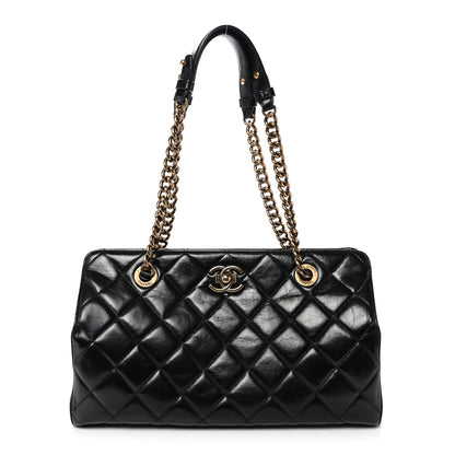 Chanel Glazed Calfskin Quilted Perfect Edge Tote Black 1 of 10