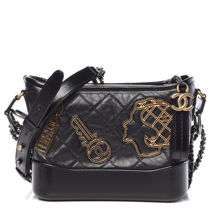 Chanel Aged Calfskin Quilted Charms Small Gabrielle Hobo Black 1 of 10