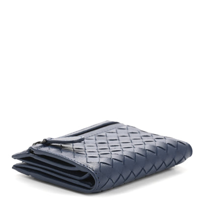 Bottega Veneta Nappa Intrecciato Bifold Zip Wallet Navy 4 of 10