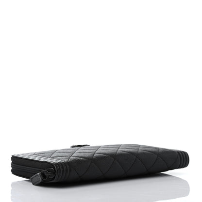 Chanel Caviar Quilted Boy Zip Around Organizer Wallet So Black 3 of 4