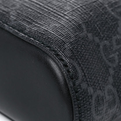 Gucci GG Supreme Monogram Appia Calfskin Web Flat Messenger Bag Black Grey 11 of 13