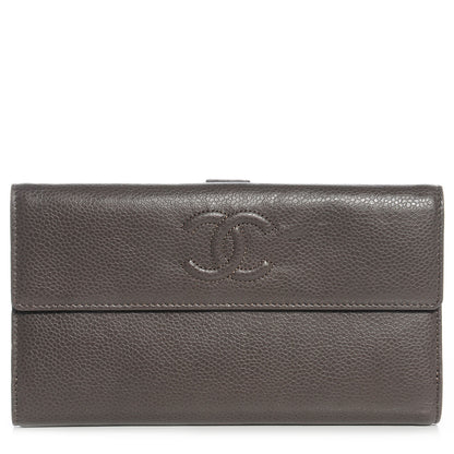 Chanel Caviar CC Long Flap French Wallet Dark Grey 1 of 8