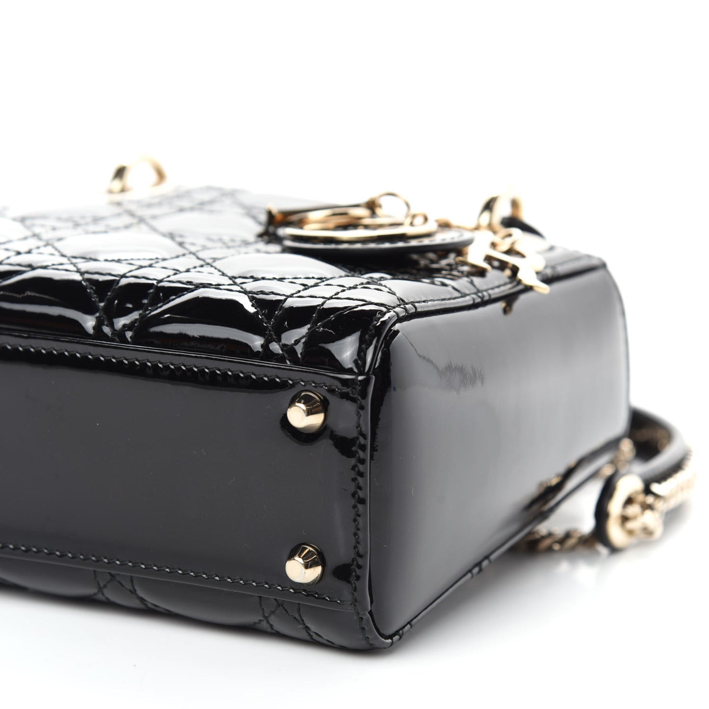 Patent Cannage Mini Lady Dior Black