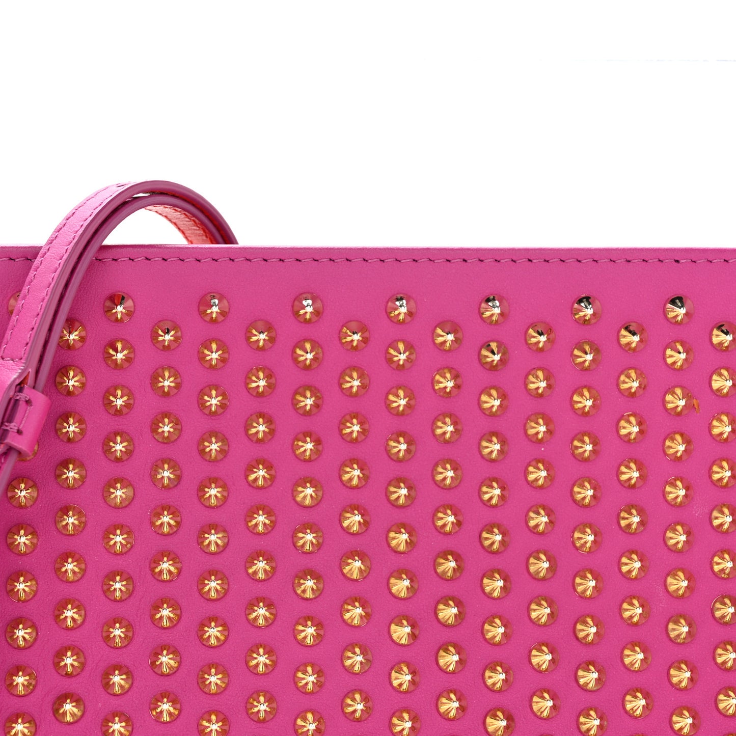 Calfskin Studded Loubiposh Chain Clutch Rose Indien Gold