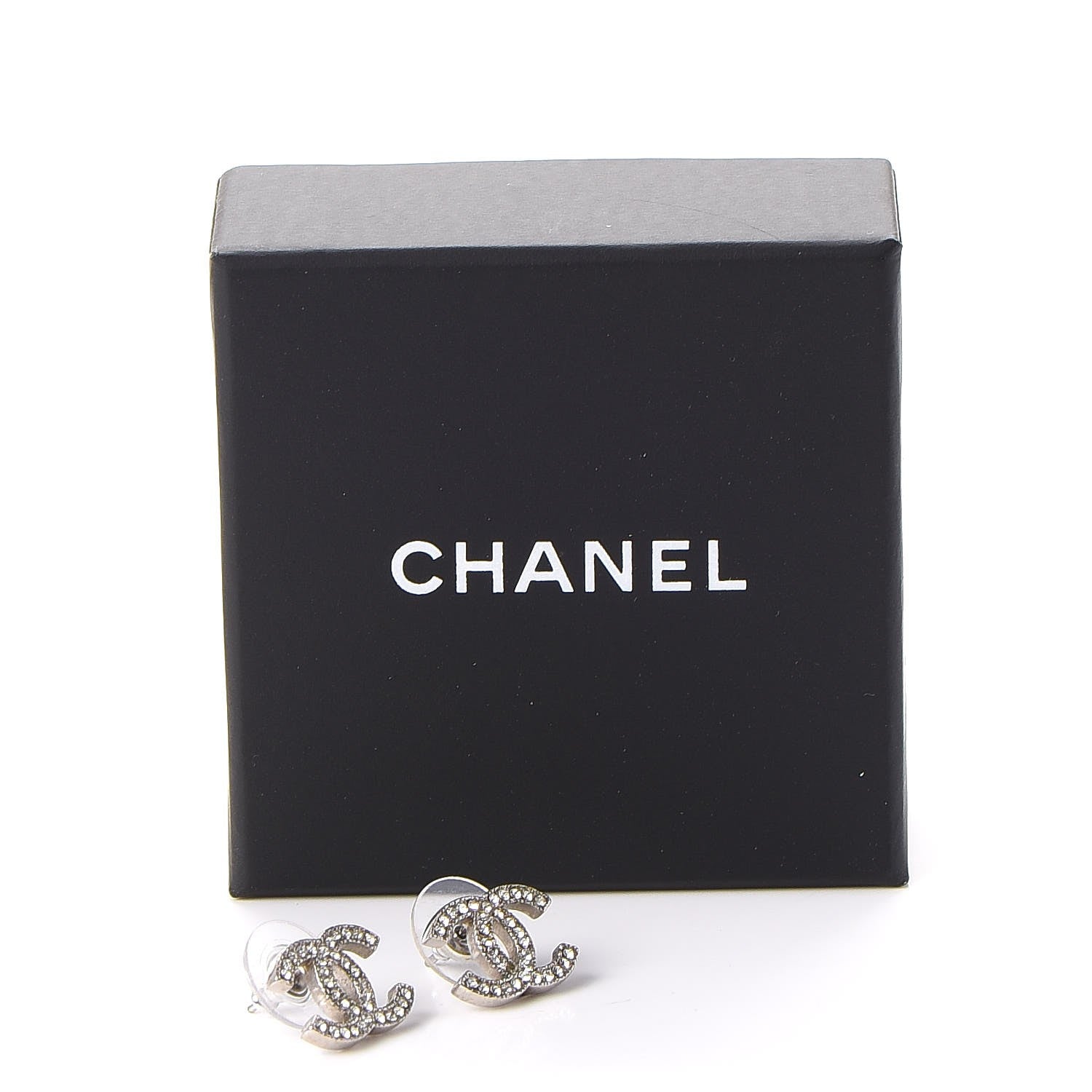 Chanel Crystal CC Earrings Silver 7 of 7