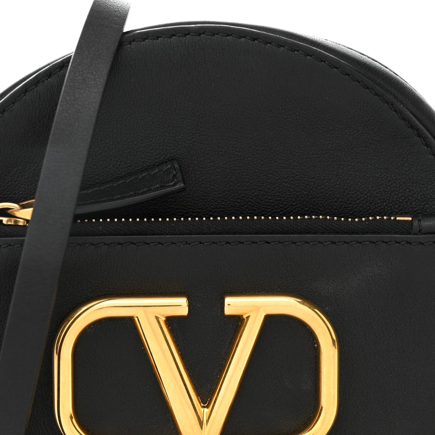Calfskin VLogo Round Crossbody Bag Black