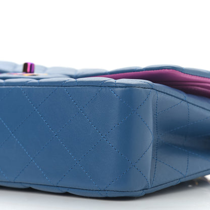 Chanel Lambskin Quilted Medium Double Flap Blue Pink 6 of 15