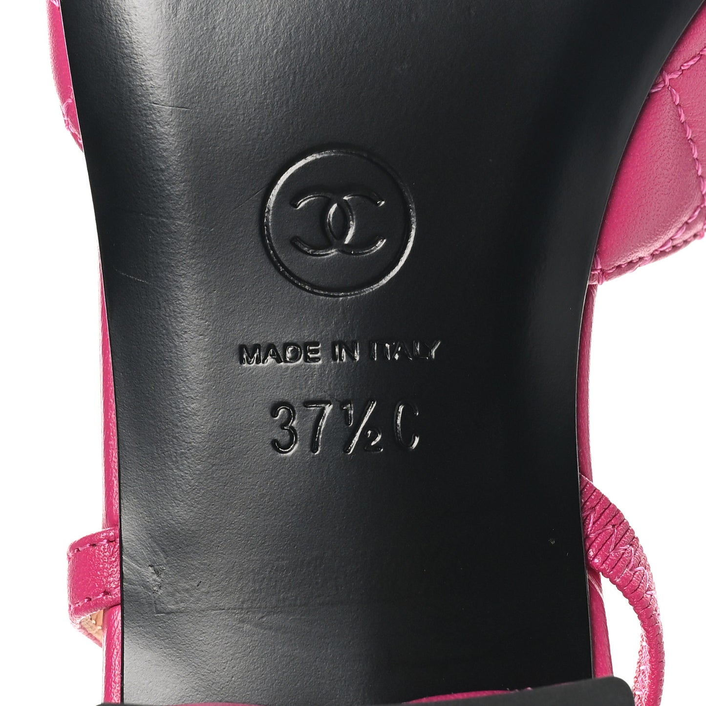 Lambskin Patent Cap Toe CC Slingback Flats 37.5 Pink Black