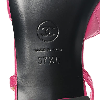 Chanel Lambskin Patent Cap Toe CC Slingback Flats 37.5 Pink Black 8 of 10
