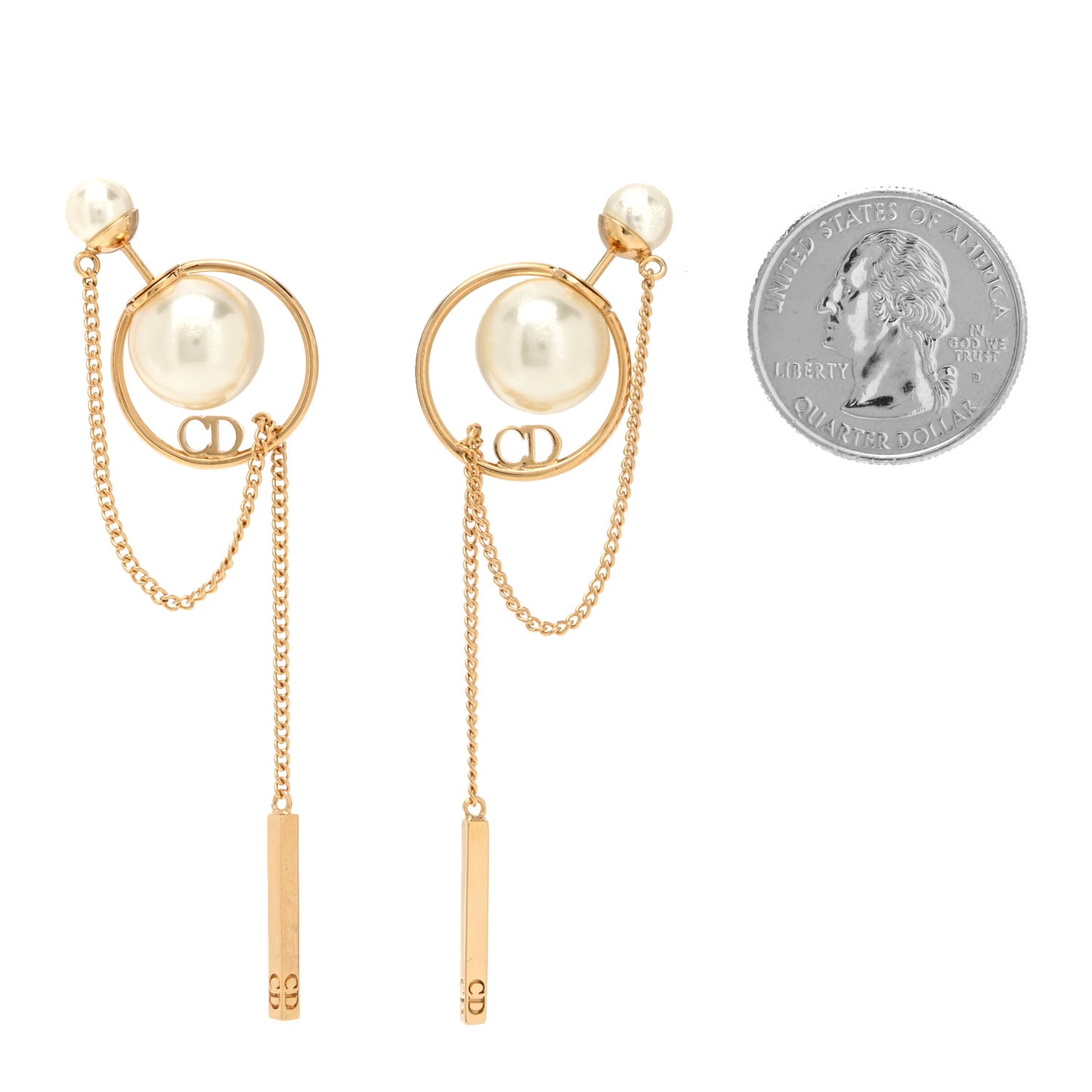 Pearl Tribales Dangle Chain Earrings Gold