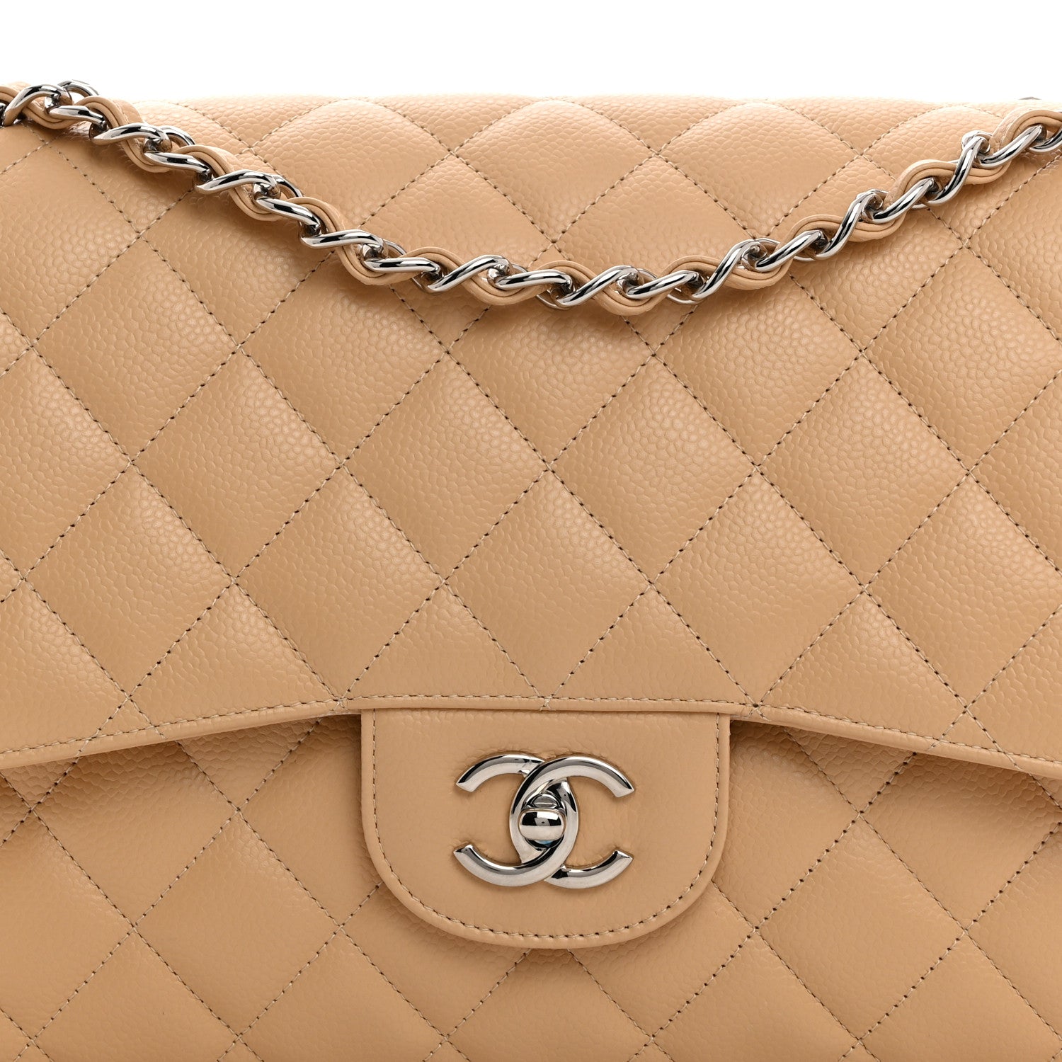Chanel Caviar Quilted Jumbo Double Flap Beige Clair 8 of 10