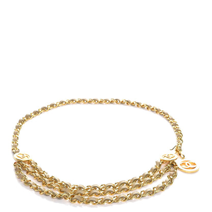 Chanel Lambskin Chain CC Medallion Belt Beige Gold 3 of 7
