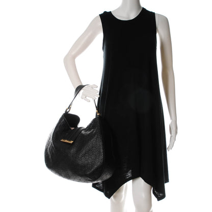 Gucci Guccissima Large New Ladies Web Hobo Black 2 of 7
