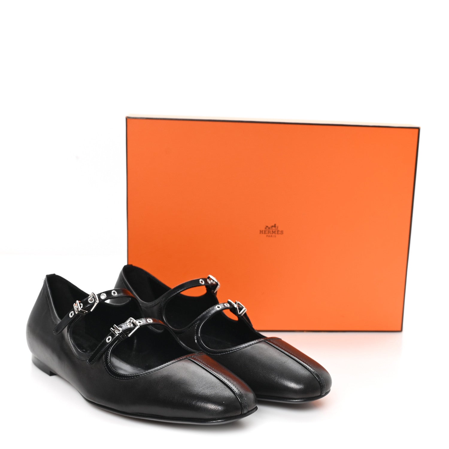 Hermes Nappa Toscan Calfskin Lilia Ballet Flats 38 Black 10 of 10