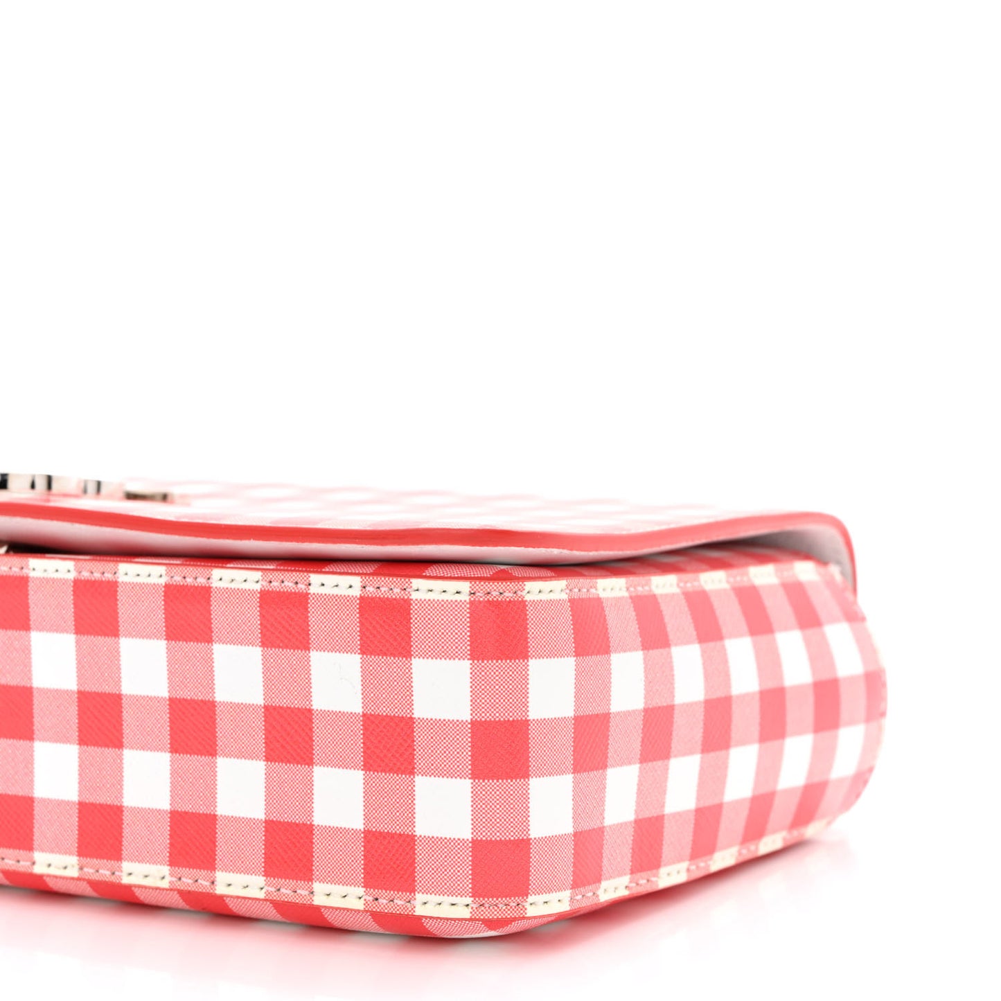 Calfskin Gingham Print Lola Bag Red White
